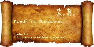 Kovács Makabeus névjegykártya